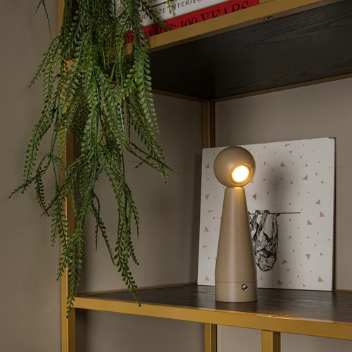 Lucide IPSOS - Lampe de table Rechargeable - Batterie/Piles - LED Dim. - 1x3W 2700K - Taupe - ambiance 1